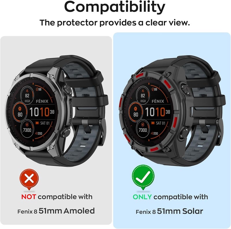 ISABAKE Case Cover Compatible with Garmin Fenix 8 51MM Sloar, Soft and Flexible Anti Drop TPU Bumper Frame Rugged Replacement Protective Cases for Garmin Fenix 8 51MM Solar - Image 3